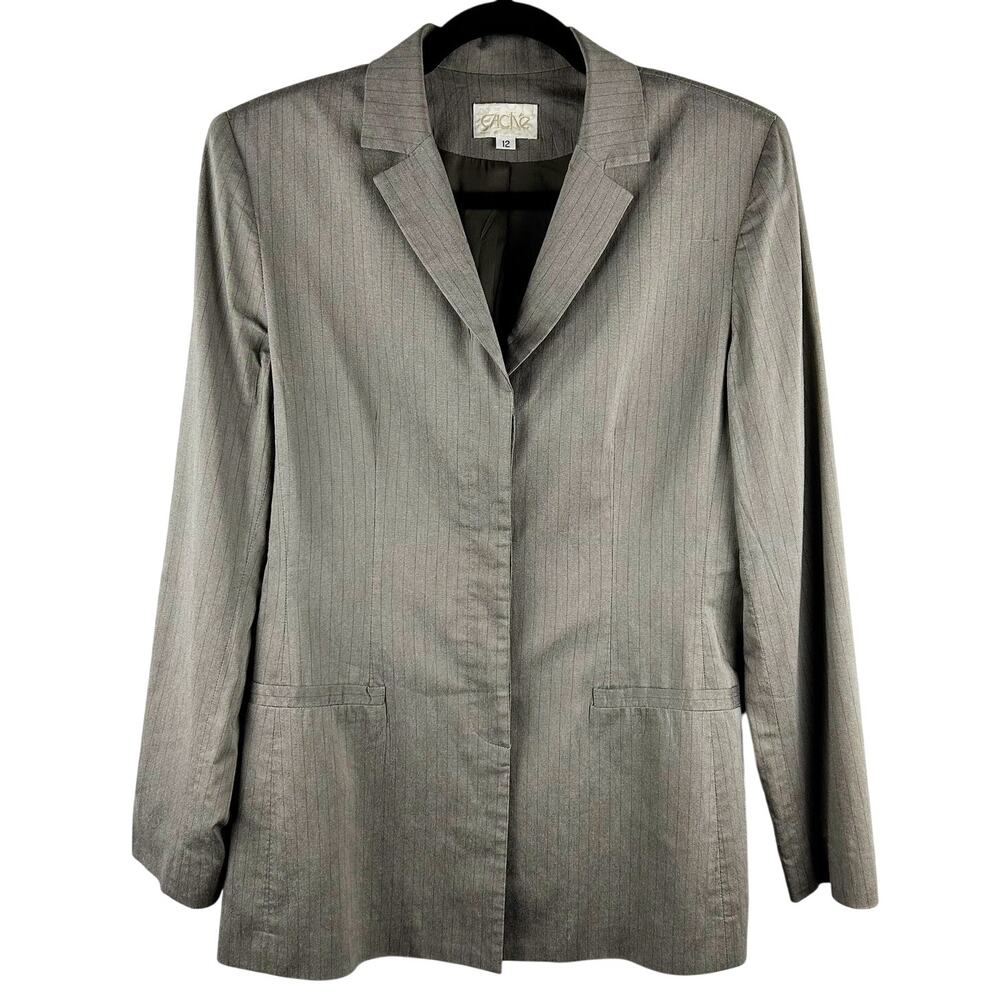 Vintage Cache Hidden‎ Button Gray Blazer Structured Fit Size 12